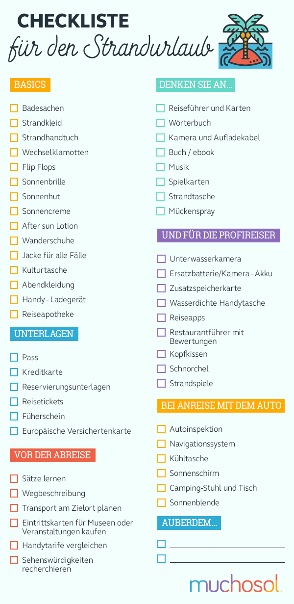 checkliste strandurlaub