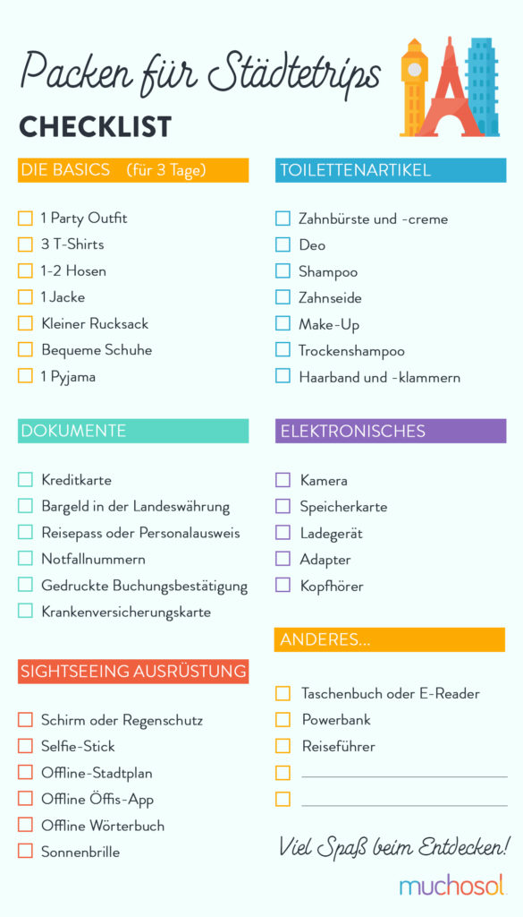 städtereise checkliste grafik